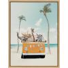 image:imageKate and Laurel Sylvie Beach Adventures Framed Canvas Wall Art by July Art Prints 18x24 Gray Colorful Beach Animal Wall Art DecorNatural
