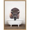 image:imageKate and Laurel Sylvie Bison Rustic Bubble Bath Framed Canvas Wall Art by Amy Peterson Art Studio 18x24 Brown Modern Fun Decorative Bathtub Wall Art for Home DcorNatural