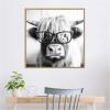 image:imageKate and Laurel Sylvie Black and White Highland Cow in Reading Glasses Framed Canvas Wall Art by The Creative Bunch Studio 30 x 30 Beaded Natural Black and White Animal Wall Decor Living RoomBeaded Natural