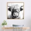 image:imageKate and Laurel Sylvie Black and White Highland Cow in Reading Glasses Framed Canvas Wall Art by The Creative Bunch Studio 30 x 30 Beaded Natural Black and White Animal Wall Decor Living RoomBright Gold