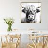 image:imageKate and Laurel Sylvie Black and White Highland Cow in Reading Glasses Framed Canvas Wall Art by The Creative Bunch Studio 30 x 30 Beaded Natural Black and White Animal Wall Decor Living RoomBeaded Natural