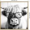 image:imageKate and Laurel Sylvie Black and White Highland Cow in Reading Glasses Framed Canvas Wall Art by The Creative Bunch Studio 30 x 30 Beaded Natural Black and White Animal Wall Decor Living RoomBeaded Natural