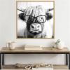 image:imageKate and Laurel Sylvie Black and White Highland Cow in Reading Glasses Framed Canvas Wall Art by The Creative Bunch Studio 30 x 30 Beaded Natural Black and White Animal Wall Decor Living RoomBright Gold