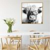 image:imageKate and Laurel Sylvie Black and White Highland Cow in Reading Glasses Framed Canvas Wall Art by The Creative Bunch Studio 30 x 30 Beaded Natural Black and White Animal Wall Decor Living RoomBright Gold