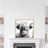 image:imageKate and Laurel Sylvie Black and White Highland Cow in Reading Glasses Framed Canvas Wall Art by The Creative Bunch Studio 30 x 30 Beaded Natural Black and White Animal Wall Decor Living RoomBright Gold
