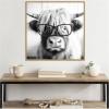 image:imageKate and Laurel Sylvie Black and White Highland Cow in Reading Glasses Framed Canvas Wall Art by The Creative Bunch Studio 30 x 30 Beaded Natural Black and White Animal Wall Decor Living RoomBeaded Natural