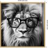 image:imageKate and Laurel Sylvie Black and White Lion in Reading Glasses Framed Canvas Wall Art by The Creative Bunch Studio 30 x 30 Gold Whimsical Animals Humor Art for Wall Decor Living Room BedroomBright Gold