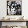 image:imageKate and Laurel Sylvie Black and White Lion in Reading Glasses Framed Canvas Wall Art by The Creative Bunch Studio 30 x 30 Gold Whimsical Animals Humor Art for Wall Decor Living Room BedroomBright Gold