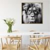 image:imageKate and Laurel Sylvie Black and White Lion in Reading Glasses Framed Canvas Wall Art by The Creative Bunch Studio 30 x 30 Gold Whimsical Animals Humor Art for Wall Decor Living Room BedroomBeaded Natural