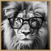 image:imageKate and Laurel Sylvie Black and White Lion in Reading Glasses Framed Canvas Wall Art by The Creative Bunch Studio 30 x 30 Gold Whimsical Animals Humor Art for Wall Decor Living Room BedroomBright Gold