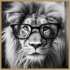 image:imageKate and Laurel Sylvie Black and White Lion in Reading Glasses Framed Canvas Wall Art by The Creative Bunch Studio 30 x 30 Gold Whimsical Animals Humor Art for Wall Decor Living Room BedroomBeaded Natural