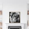 image:imageKate and Laurel Sylvie Black and White Lion in Reading Glasses Framed Canvas Wall Art by The Creative Bunch Studio 30 x 30 Gold Whimsical Animals Humor Art for Wall Decor Living Room BedroomBeaded Natural