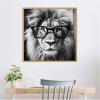 image:imageKate and Laurel Sylvie Black and White Lion in Reading Glasses Framed Canvas Wall Art by The Creative Bunch Studio 30 x 30 Gold Whimsical Animals Humor Art for Wall Decor Living Room BedroomBright Gold
