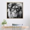 image:imageKate and Laurel Sylvie Black and White Lion in Reading Glasses Framed Canvas Wall Art by The Creative Bunch Studio 30 x 30 Gold Whimsical Animals Humor Art for Wall Decor Living Room BedroomBeaded Natural