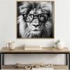 image:imageKate and Laurel Sylvie Black and White Lion in Reading Glasses Framed Canvas Wall Art by The Creative Bunch Studio 30 x 30 Gold Whimsical Animals Humor Art for Wall Decor Living Room BedroomBeaded Natural