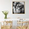 image:imageKate and Laurel Sylvie Black and White Lion in Reading Glasses Framed Canvas Wall Art by The Creative Bunch Studio 30 x 30 Gold Whimsical Animals Humor Art for Wall Decor Living Room BedroomBright Gold