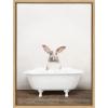 image:imageKate and Laurel Sylvie Bunny in Rustic Bath Framed Canvas Wall Art by Amy Peterson Art Studio 18x24 Natural Modern Fun Decorative Bathtub Wall Art for Home Dcor