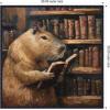 image:imageKate and Laurel Sylvie Colorful Traditional Capybara Reading in Library Framed Canvas Wall Art by The Creative Bunch Studio 30x30 Beaded Black Whimsical Animal Art for Wall Decor Living Room