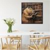 image:imageKate and Laurel Sylvie Colorful Traditional Capybara Reading in Library Framed Canvas Wall Art by The Creative Bunch Studio 30x30 Beaded Black Whimsical Animal Art for Wall Decor Living Room