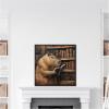 image:imageKate and Laurel Sylvie Colorful Traditional Capybara Reading in Library Framed Canvas Wall Art by The Creative Bunch Studio 30x30 Beaded Black Whimsical Animal Art for Wall Decor Living Room