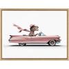 image:imageKate and Laurel Sylvie Cowgirl Dino Driving 1950s Pink Cadillac Framed Canvas Wall Art by Saint and Sailor Studios 18x24 Natural Cute Toy Car Art for WallNatural