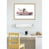 image:imageKate and Laurel Sylvie Cowgirl Dino Driving 1950s Pink Cadillac Framed Canvas Wall Art by Saint and Sailor Studios 18x24 Natural Cute Toy Car Art for WallNatural