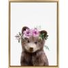 image:imageKate and Laurel Sylvie Flower Crown Bear Framed Canvas Wall Art by Amy Peterson Art Studio 18x24 Natural Cute Animal Art for Wall DecorBright Gold