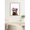 image:imageKate and Laurel Sylvie Flower Crown Bear Framed Canvas Wall Art by Amy Peterson Art Studio 18x24 Natural Cute Animal Art for Wall DecorBright Gold
