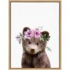 image:imageKate and Laurel Sylvie Flower Crown Bear Framed Canvas Wall Art by Amy Peterson Art Studio 18x24 Natural Cute Animal Art for Wall DecorNatural