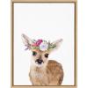 image:imageKate and Laurel Sylvie Flower Crown Fawn Framed Canvas Wall Art by Amy Peterson Art Studio 18x24 Natural Cute Animal Art for Wall Decor