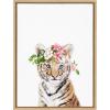 image:imageKate and Laurel Sylvie Flower Crown Tiger Cub Framed Canvas Wall Art by Amy Peterson Art Studio 18x24 Natural Cute Animal Art for Wall DecorNatural