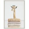 image:imageKate and Laurel Sylvie Fold Giraffe Framed Canvas Wall Art by Amy Peterson Art Studio 18x24 Natural Mudroom Wall DcorWhite