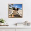 image:imageKate and Laurel Sylvie Funny Animal Beach Cool Frog Orange Glasses Selfie Framed Canvas Wall Art by The Creative Bunch Studio 22x22 Natural Funny Cute Animal Art for WallNatural