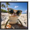 image:imageKate and Laurel Sylvie Funny Animal Beach Cool Frog Orange Glasses Selfie Framed Canvas Wall Art by The Creative Bunch Studio 22x22 Natural Funny Cute Animal Art for WallBlack