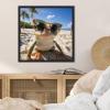 image:imageKate and Laurel Sylvie Funny Animal Beach Cool Frog Orange Glasses Selfie Framed Canvas Wall Art by The Creative Bunch Studio 22x22 Natural Funny Cute Animal Art for WallBlack