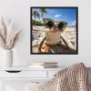 image:imageKate and Laurel Sylvie Funny Animal Beach Cool Frog Orange Glasses Selfie Framed Canvas Wall Art by The Creative Bunch Studio 22x22 Natural Funny Cute Animal Art for WallBlack