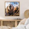 image:imageKate and Laurel Sylvie Funny Animal Beaver Selfie Framed Canvas Wall Art by The Creative Bunch Studio 22x22 Natural Funny Cute Animal Art for Wall