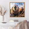 image:imageKate and Laurel Sylvie Funny Animal Beaver Selfie Framed Canvas Wall Art by The Creative Bunch Studio 22x22 Natural Funny Cute Animal Art for Wall
