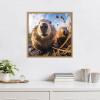 image:imageKate and Laurel Sylvie Funny Animal Beaver Selfie Framed Canvas Wall Art by The Creative Bunch Studio 22x22 Natural Funny Cute Animal Art for Wall