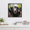 image:imageKate and Laurel Sylvie Funny Animal Black Bear Selfie Framed Canvas Wall Art by The Creative Bunch Studio 22x22 Black Funny Cute Animal Art for WallBlack