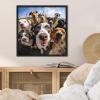 image:imageKate and Laurel Sylvie Funny Animal Dog Selfie Framed Canvas Wall Art by The Creative Bunch Studio 22x22 Black Funny Cute Animal Art for WallBlack