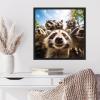 image:imageKate and Laurel Sylvie Funny Animal Raccoon Selfie Framed Canvas Wall Art by The Creative Bunch Studio 22x22 Black Funny Cute Animal Art for WallBlack