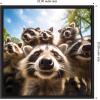 image:imageKate and Laurel Sylvie Funny Animal Raccoon Selfie Framed Canvas Wall Art by The Creative Bunch Studio 22x22 Black Funny Cute Animal Art for WallBlack