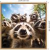 image:imageKate and Laurel Sylvie Funny Animal Raccoon Selfie Framed Canvas Wall Art by The Creative Bunch Studio 22x22 Black Funny Cute Animal Art for WallNatural