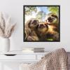image:imageKate and Laurel Sylvie Funny Animal Sloth Selfie Framed Canvas Wall Art by The Creative Bunch Studio 22x22 Natural Funny Cute Animal Art for WallBlack
