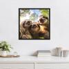 image:imageKate and Laurel Sylvie Funny Animal Sloth Selfie Framed Canvas Wall Art by The Creative Bunch Studio 22x22 Natural Funny Cute Animal Art for WallBlack