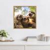 image:imageKate and Laurel Sylvie Funny Animal Sloth Selfie Framed Canvas Wall Art by The Creative Bunch Studio 22x22 Natural Funny Cute Animal Art for WallNatural