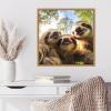 image:imageKate and Laurel Sylvie Funny Animal Sloth Selfie Framed Canvas Wall Art by The Creative Bunch Studio 22x22 Natural Funny Cute Animal Art for WallNatural