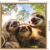 image:imageKate and Laurel Sylvie Funny Animal Sloth Selfie Framed Canvas Wall Art by The Creative Bunch Studio 22x22 Natural Funny Cute Animal Art for WallNatural