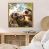 image:imageKate and Laurel Sylvie Funny Animal Sloth Selfie Framed Canvas Wall Art by The Creative Bunch Studio 22x22 Natural Funny Cute Animal Art for WallNatural